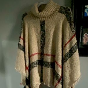 One size pull over turtle neck poncho